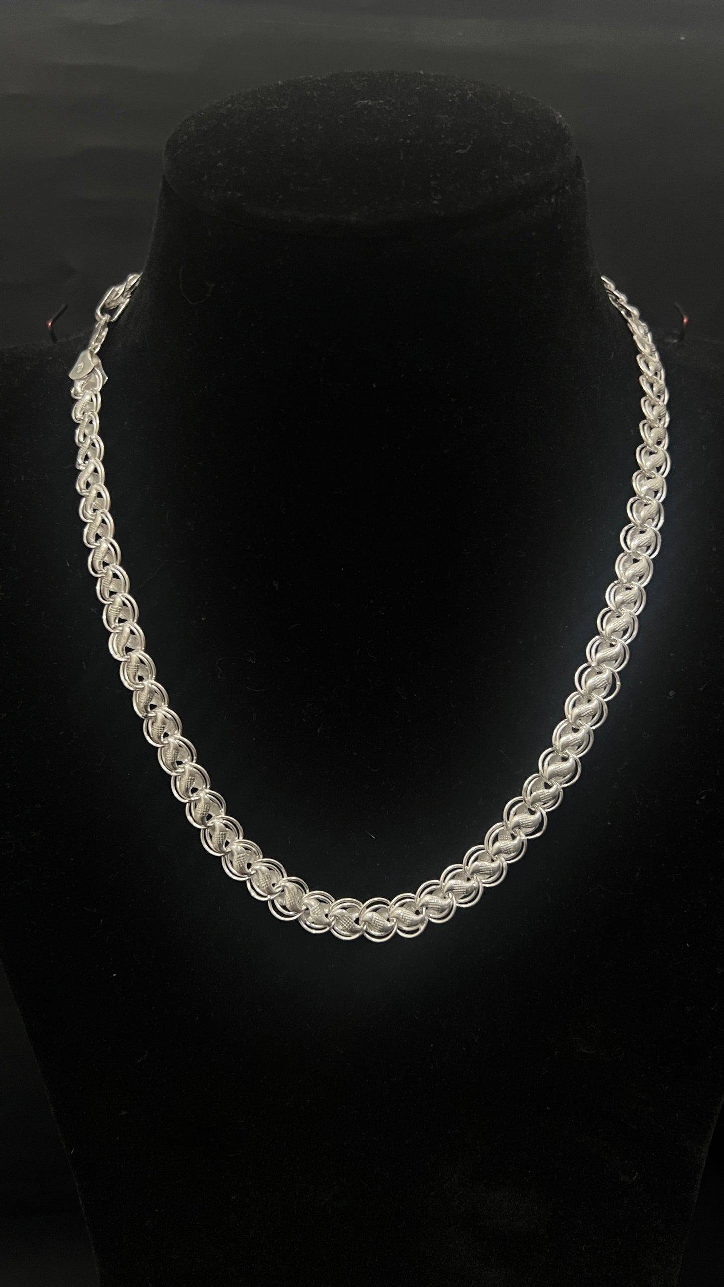 Silver Mens Chain Lotus Cut