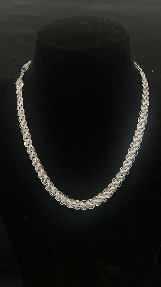 Silver Mens Chain Lotus Cut