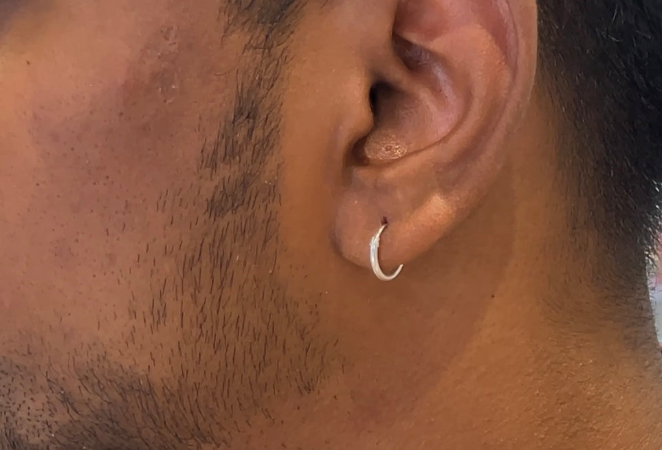 Silver Mens Earring (Earloops) Pair