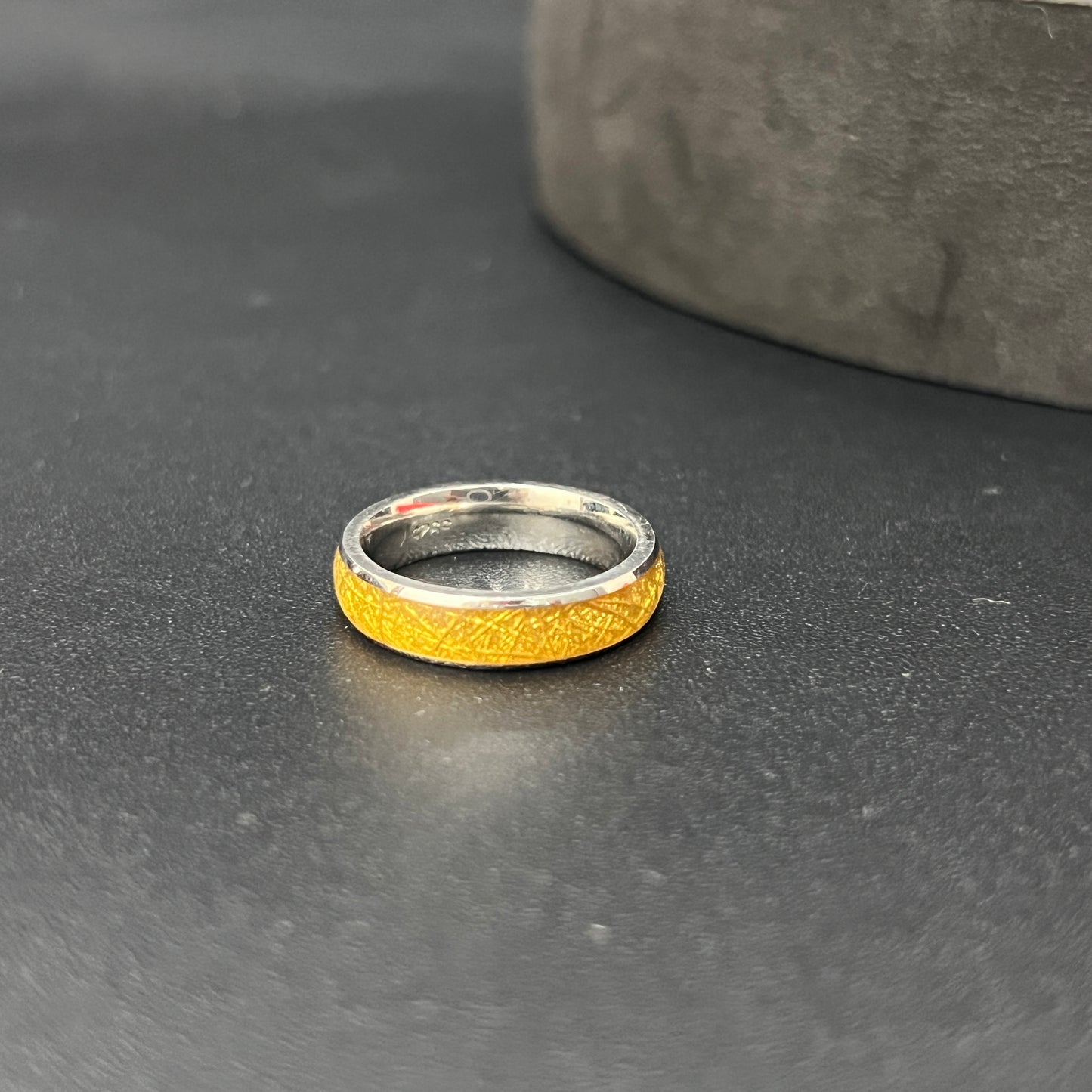 Silver Mens Ring Gold Foil Ring