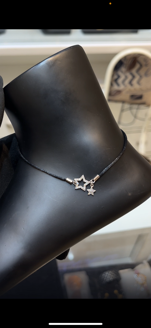 Silver Ladies Anklet_Stars Thread