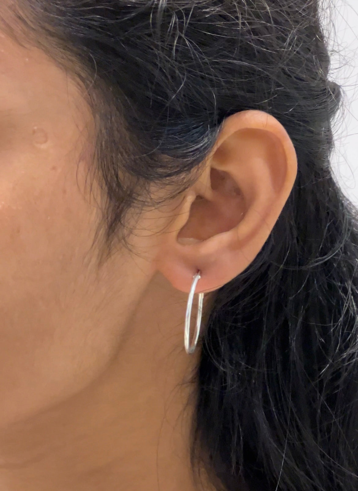 Silver Womens Big Earrings (Earloops)