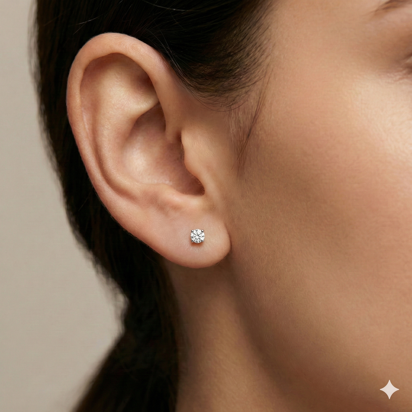 Silver White Stone Studs 1 Mm