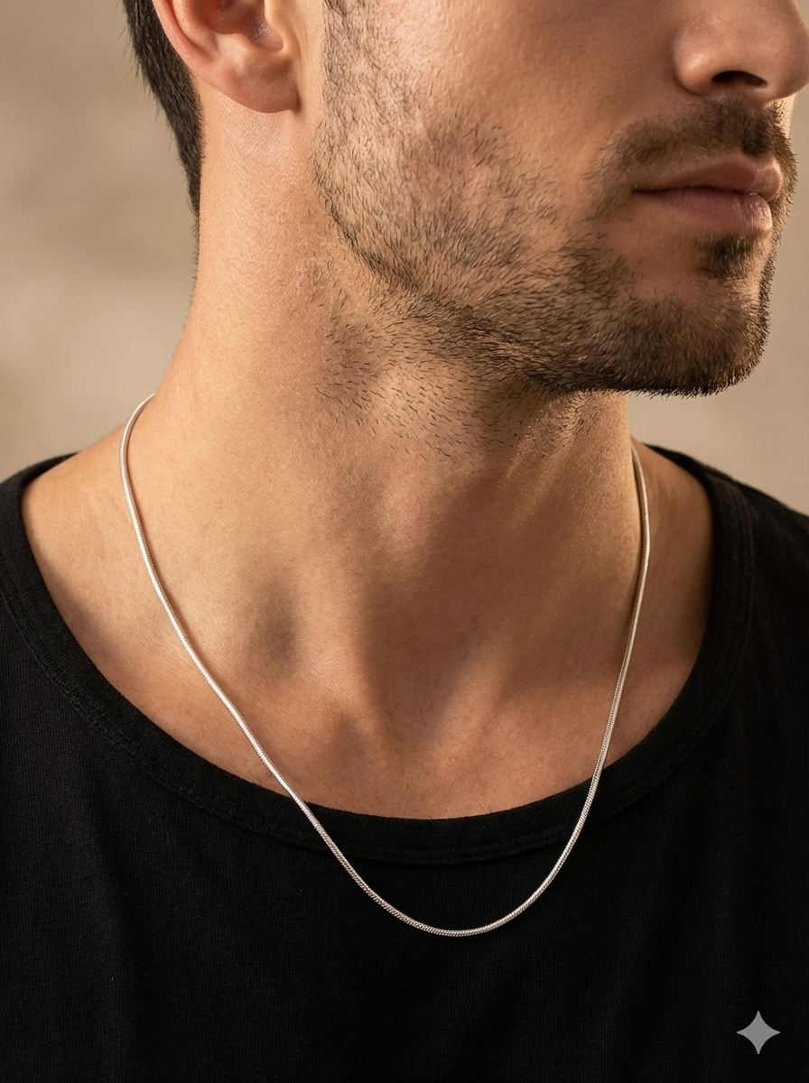 Silver Solid Slim Chain Men's
