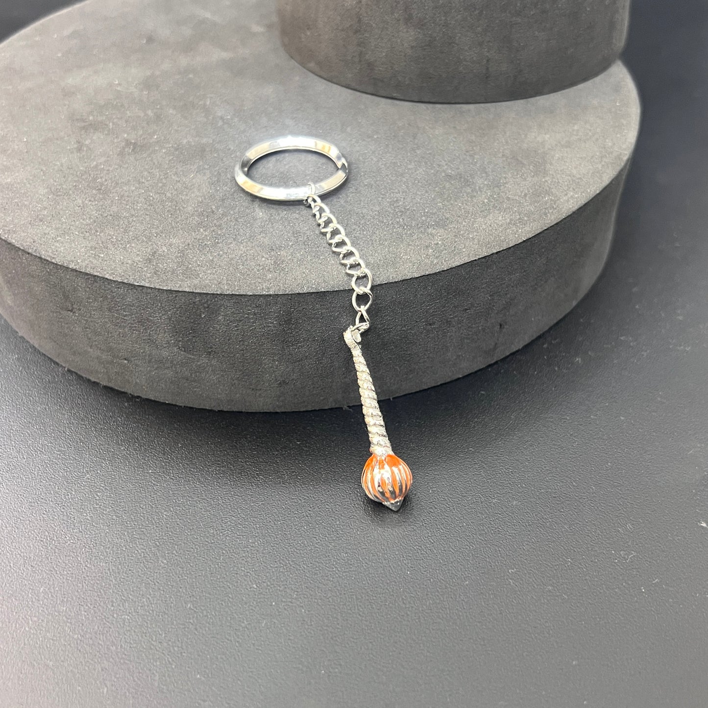 Silver Hanuman Gadha Key Chain