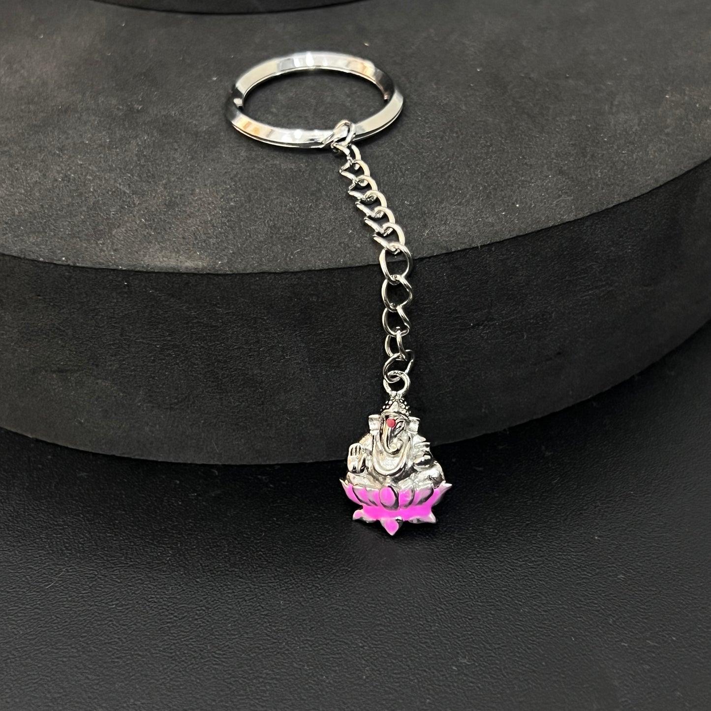 Silver Ganesha Key Chain Lotus