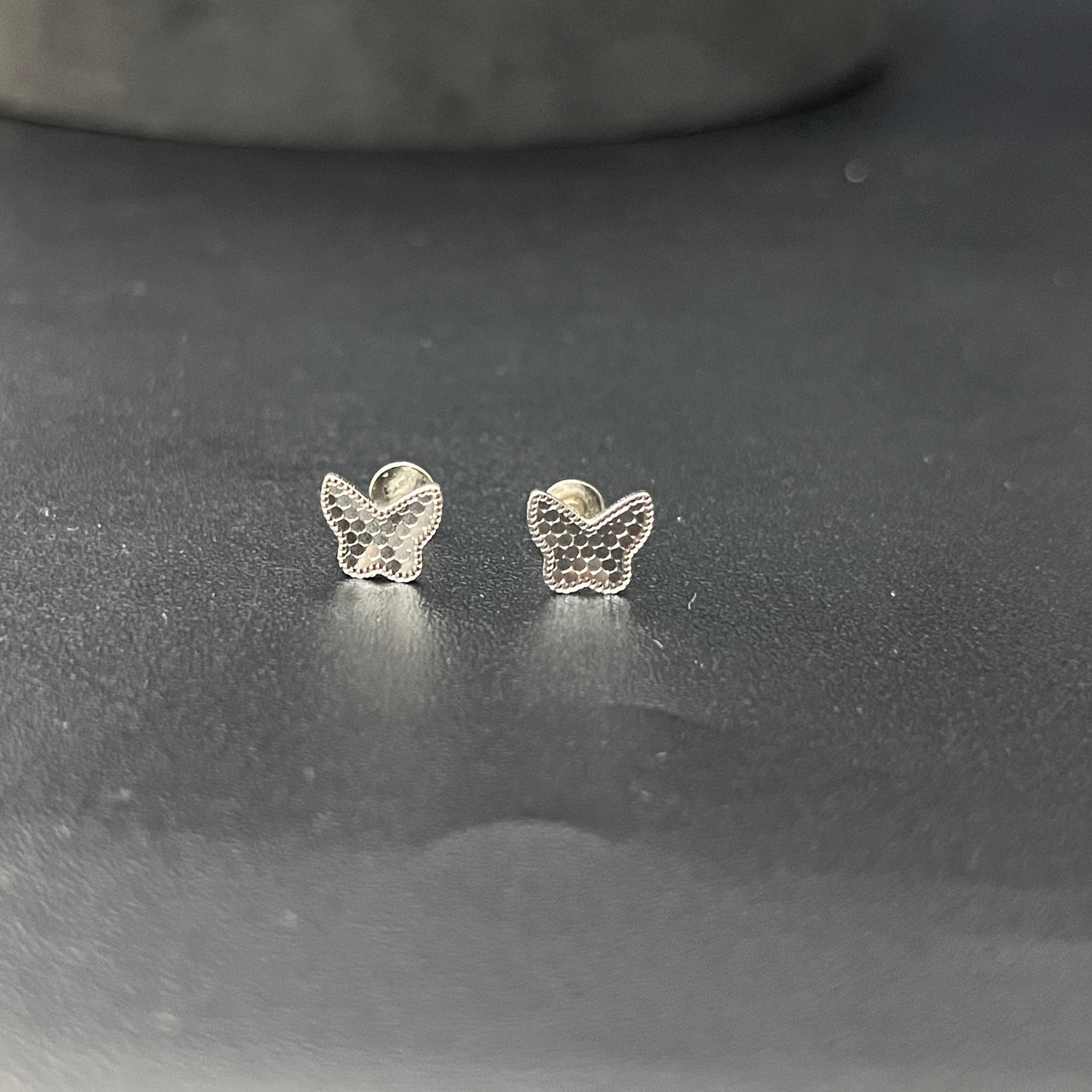 Sliver Ladies Butterfly CNC Stud