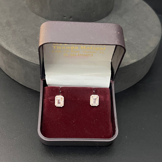 Sliver Ladies Stud Rectangular American Diamond