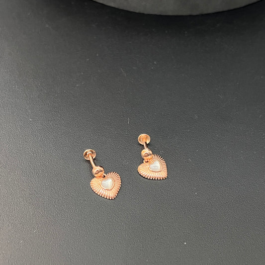 Sliver Ladies Heart Hanging Stud Rosegold