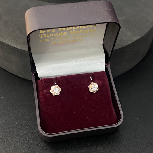 Sliver Ladies Stud Flower Solitaire Rosegold