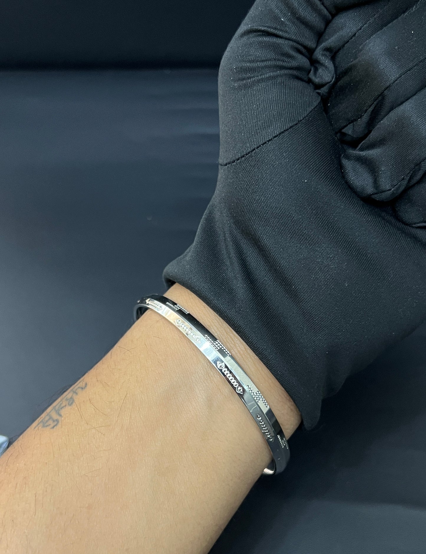 Men's Silver CNC Cutting Kada DS4