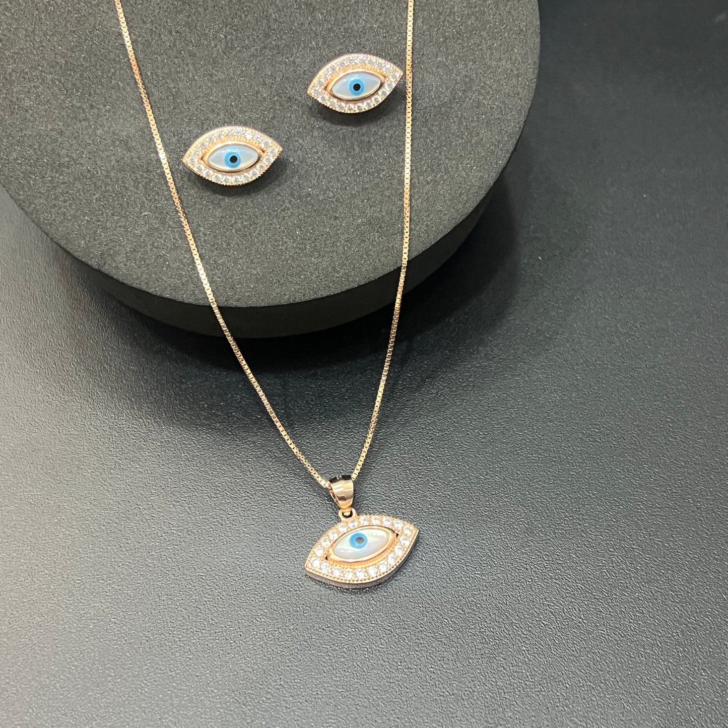 Ladies Pendant Set Evileye RoseGold