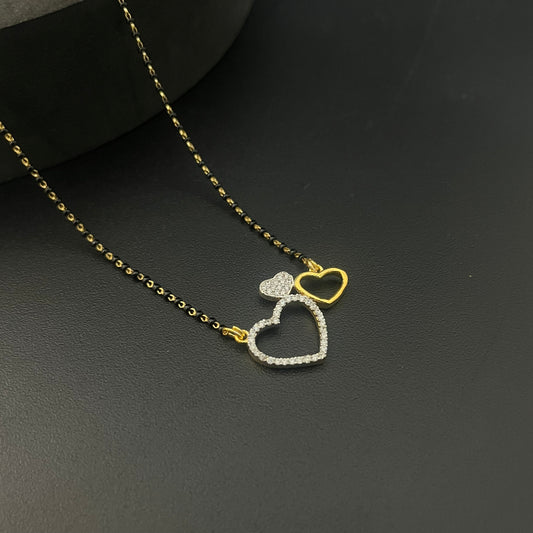 Silver Black Beads Chain Gold Finished