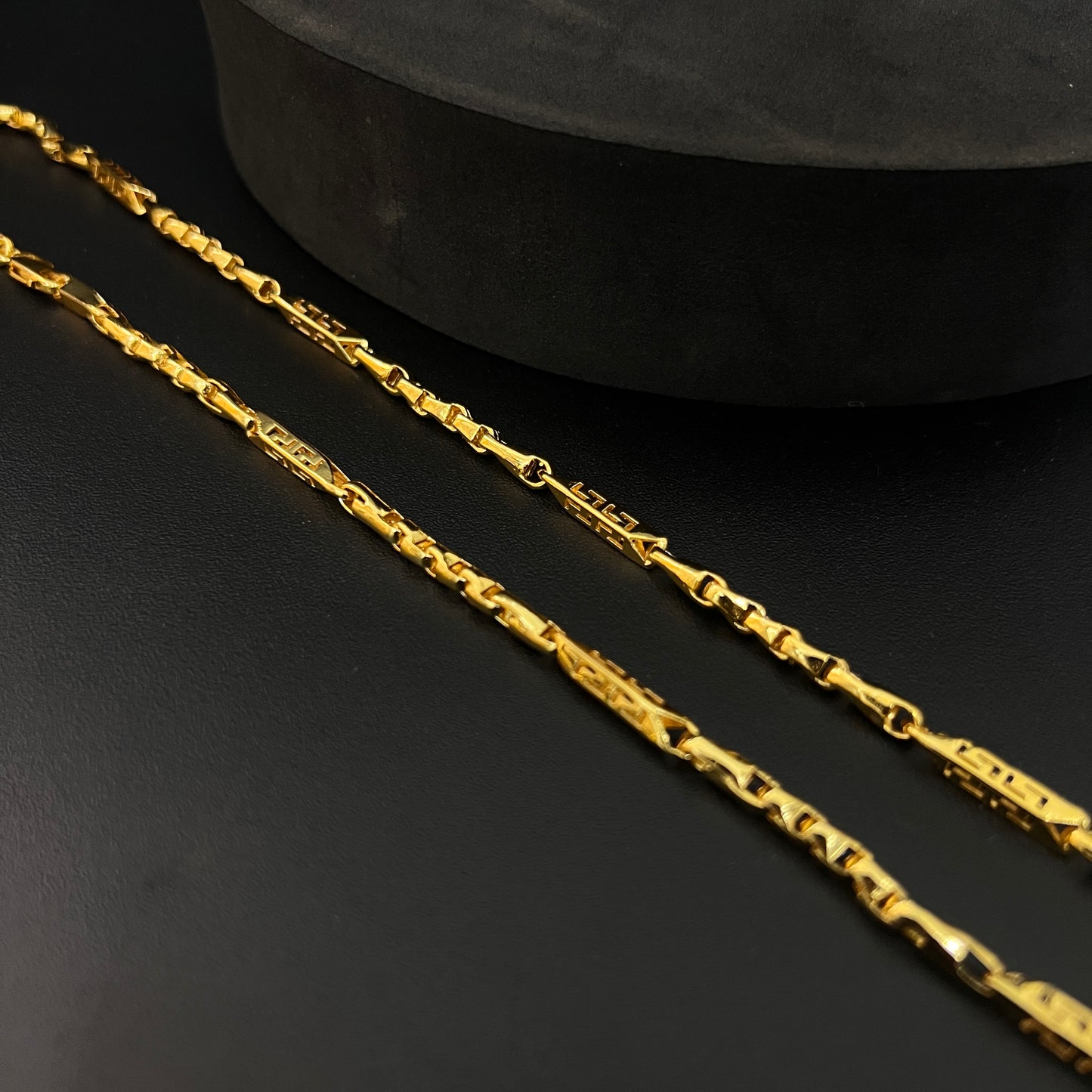 Mens Chain Gold Finished Italian Narrow Stripes 02