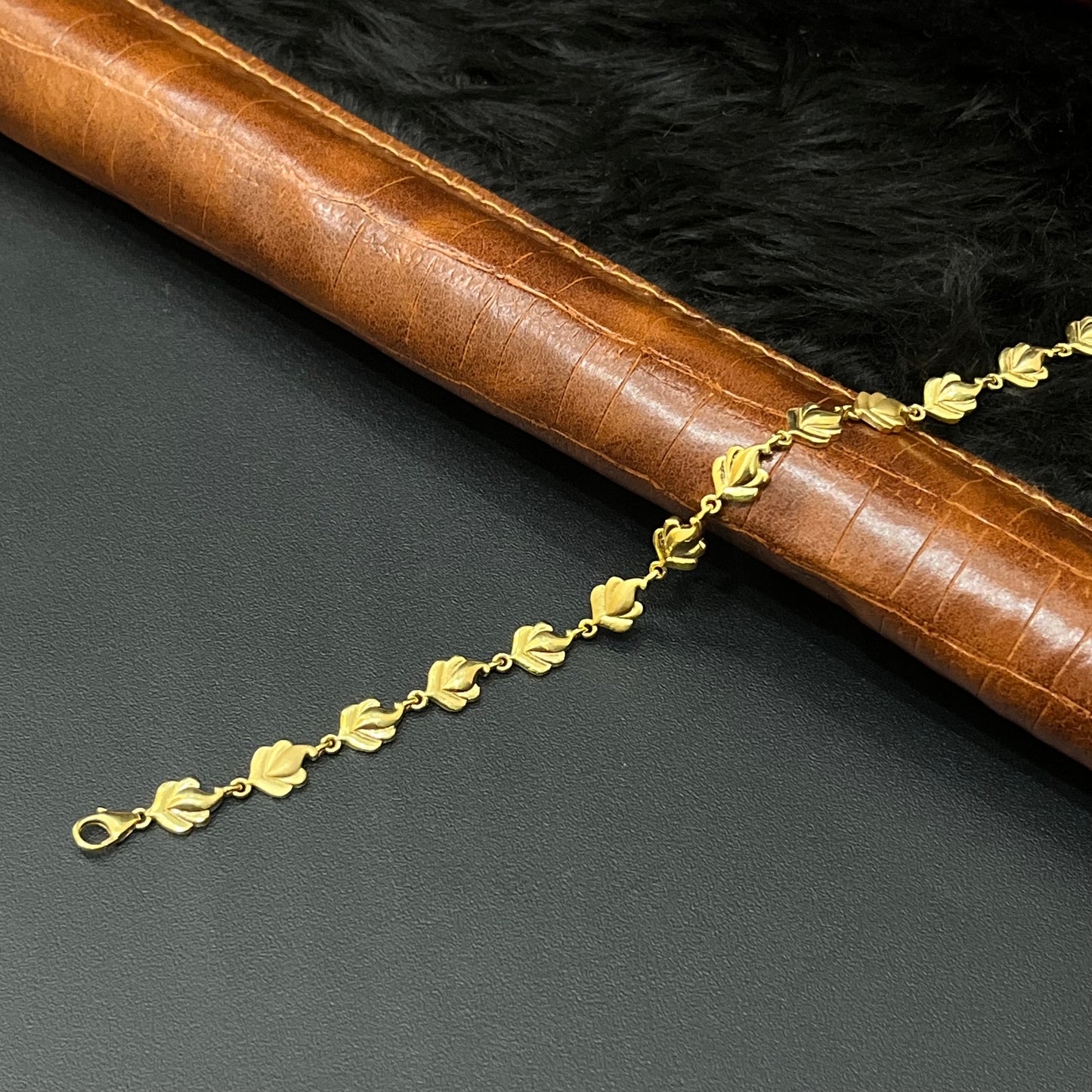 Silver Ladies Bracelet Gold Finished Leaf Finish FR