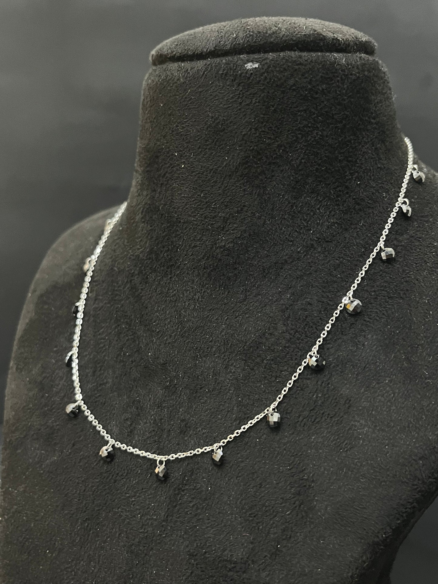 Ladies Silver Chain Black Hangings