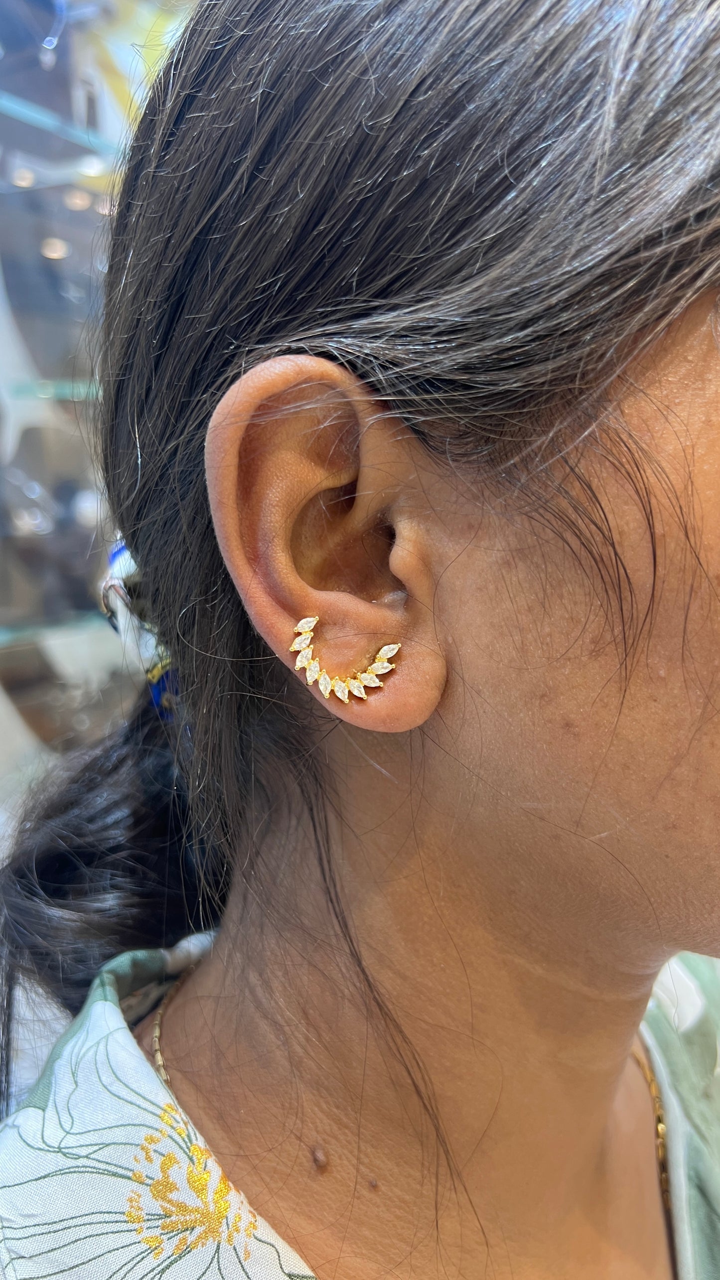 Silver Ear cuffs Gold Finished C Cut