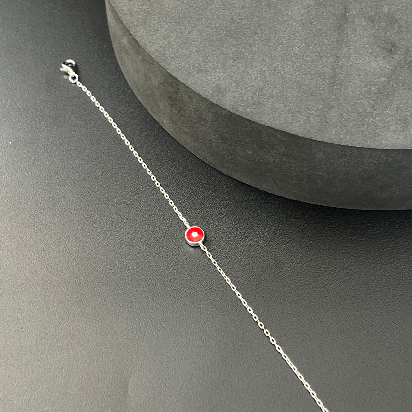 Ladies Bracelet Silver Red Stone