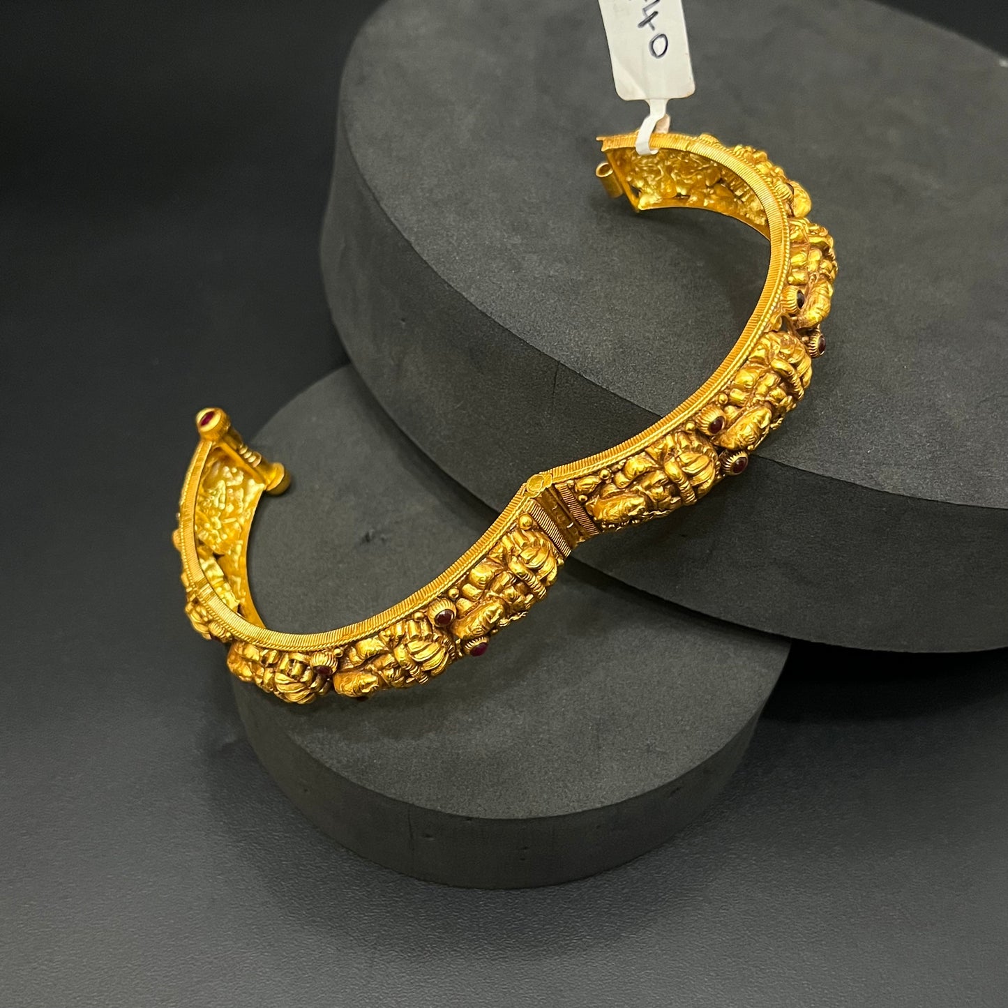 Pure Silver Gold-Finished Antique Single kada Bangle