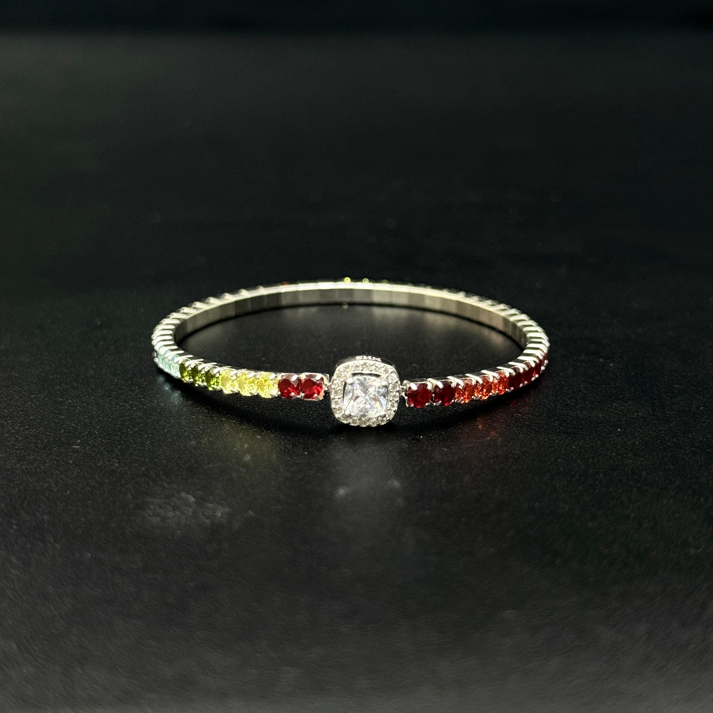 Ladies Silver Multi-Color Beads Wrist Band