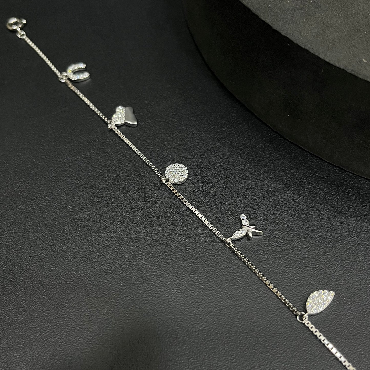 Silver Ladies Bracelet Hanging Charms