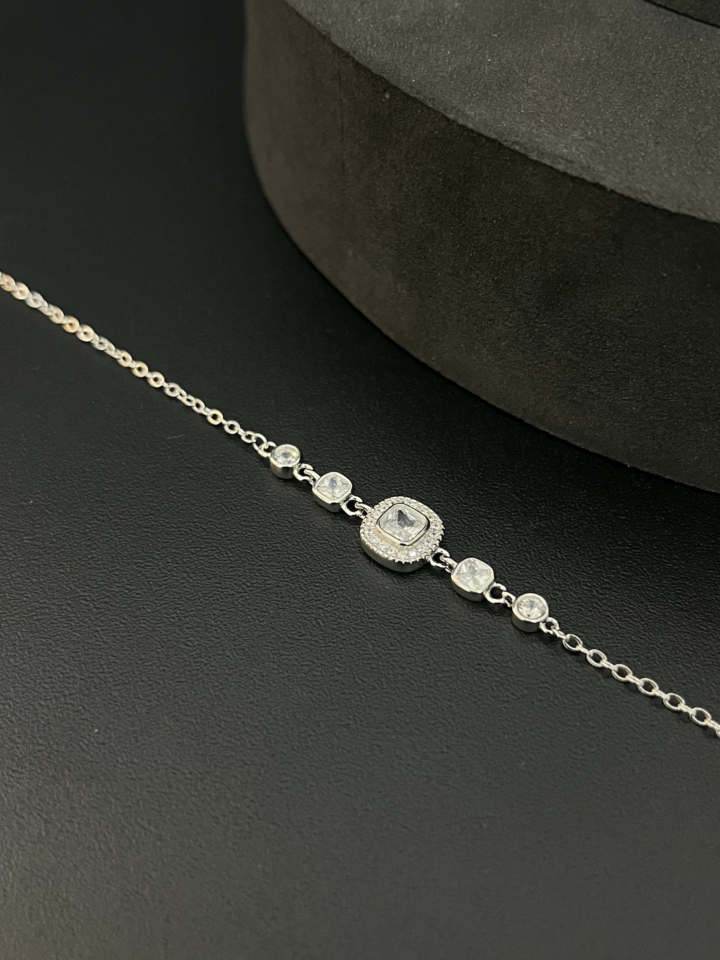 Silver Ladies Bracelet Box mozzanite Stone