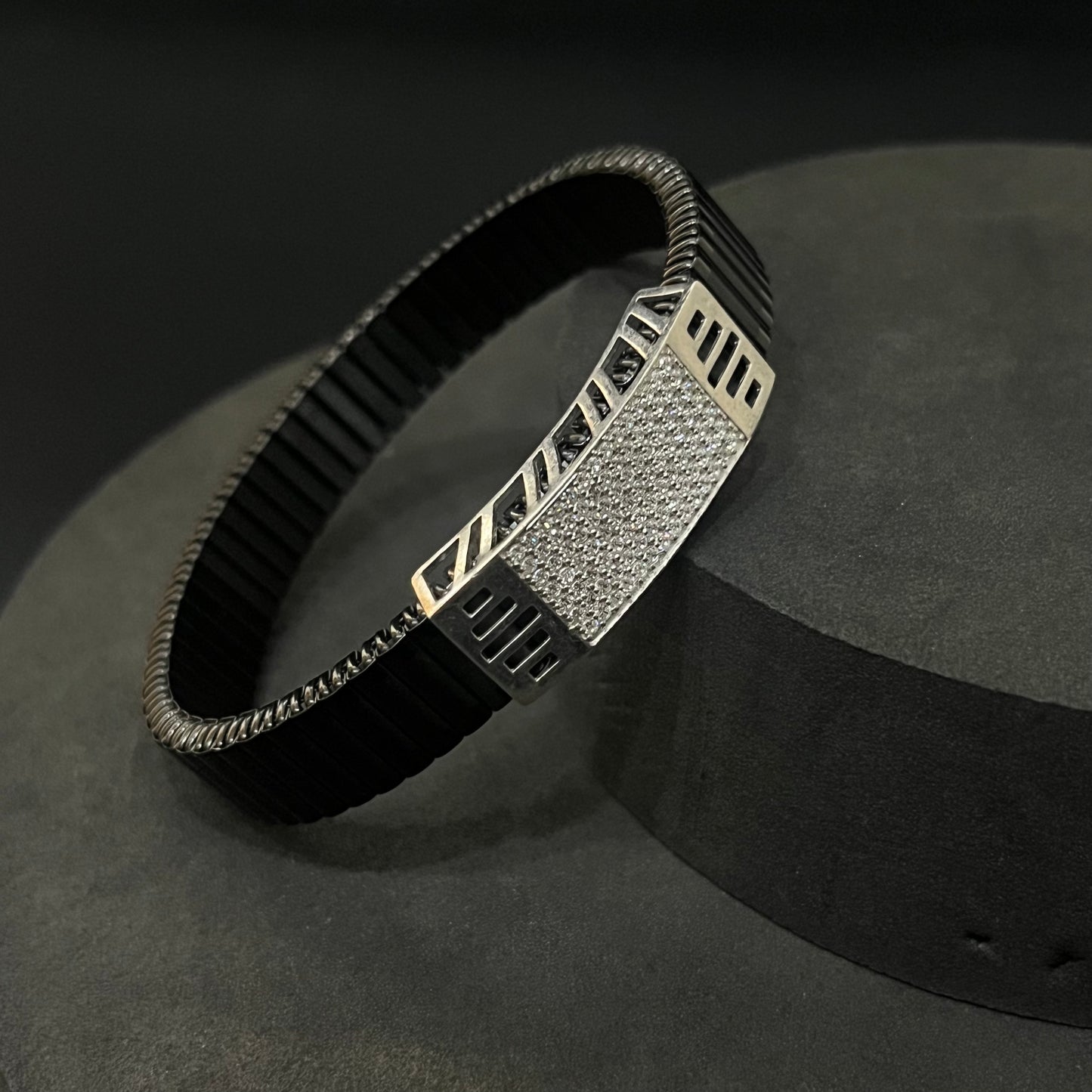 Silver Mens Flexible Band AD Finished