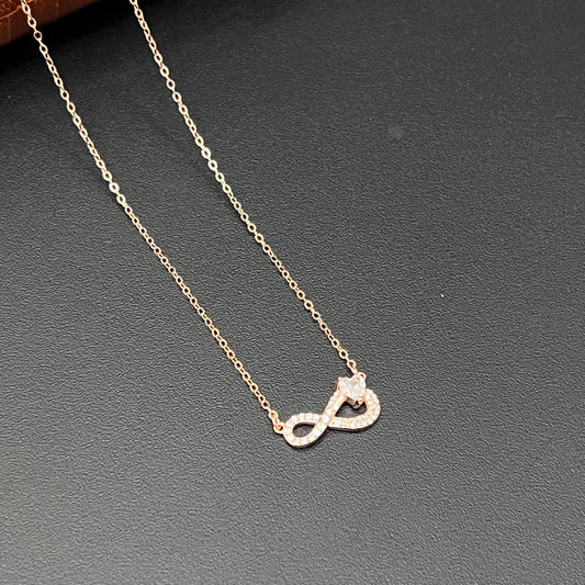 Silver Ladies Pendant Chain Infinity Rosegold Heart