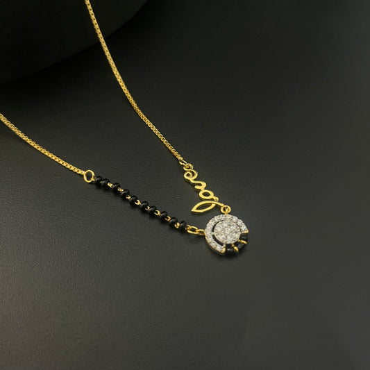 Silver Black Beads Chain Gold Finished Love