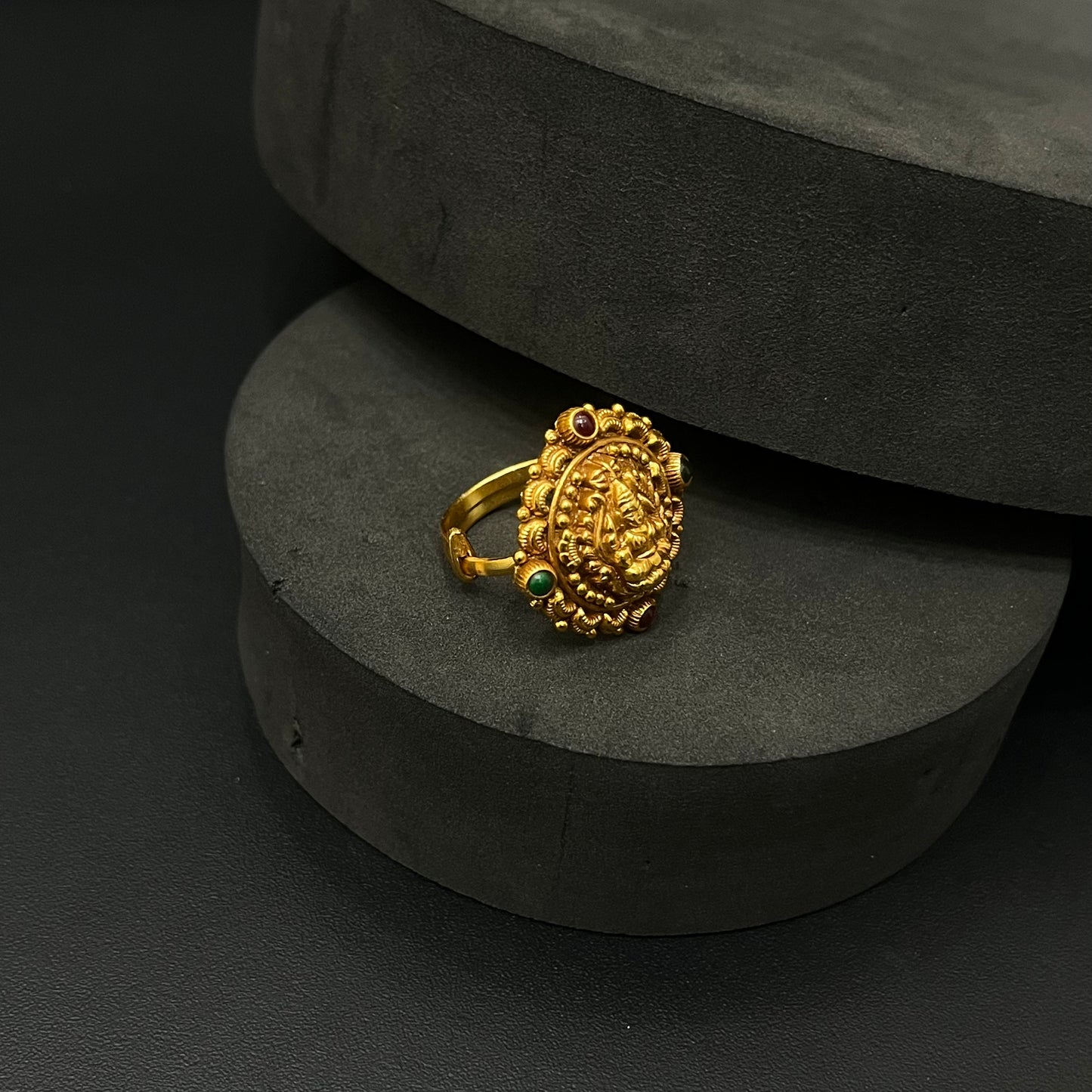 Silver Antique Finished Ring Adjustable Lakshmi