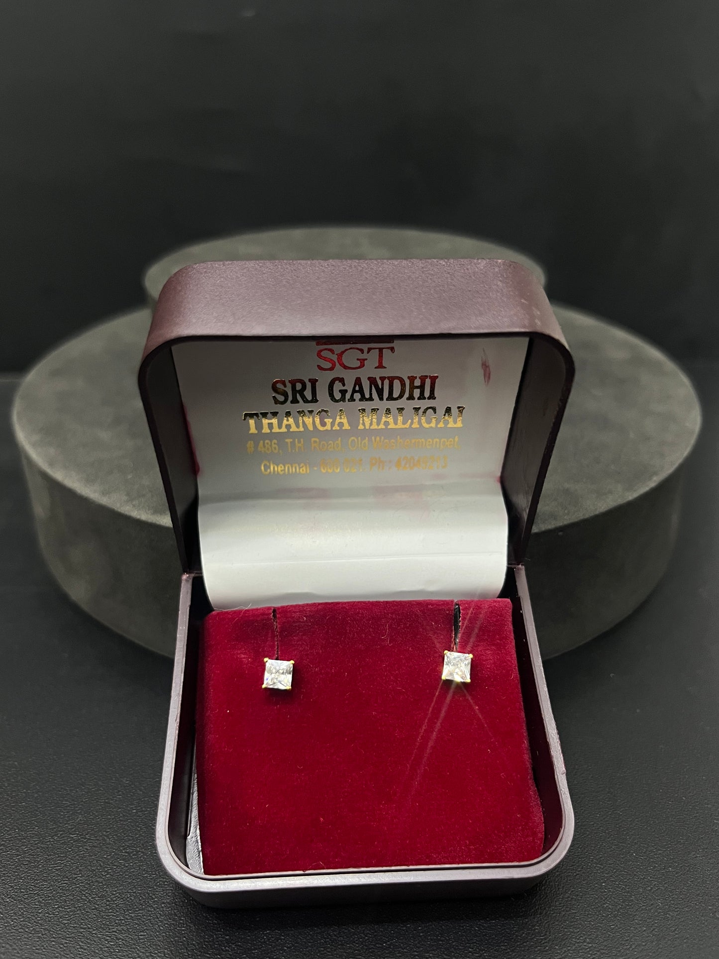 Gold Box White Studs 18K