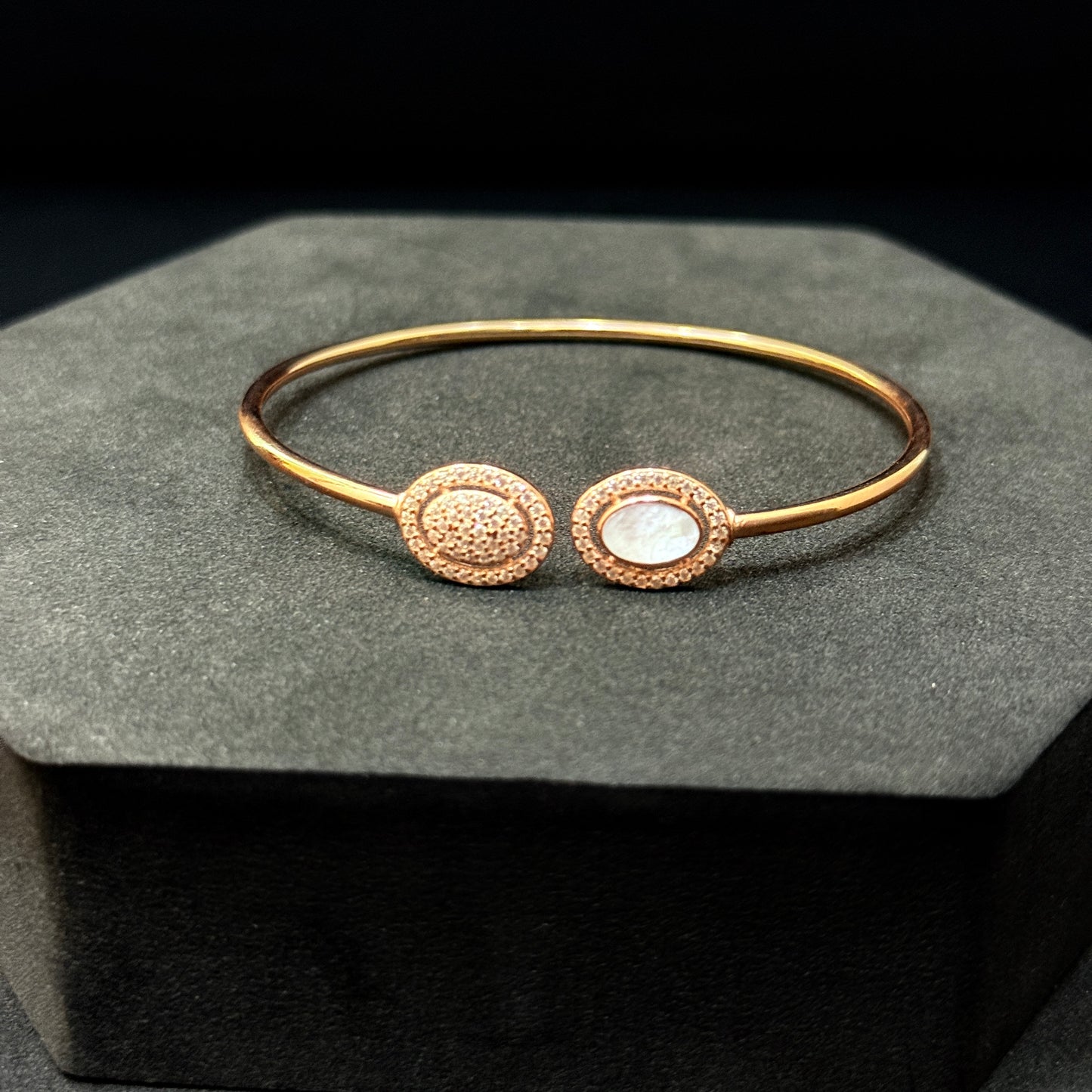 Ladies Silver Kada_Elegant Pink Stone RG