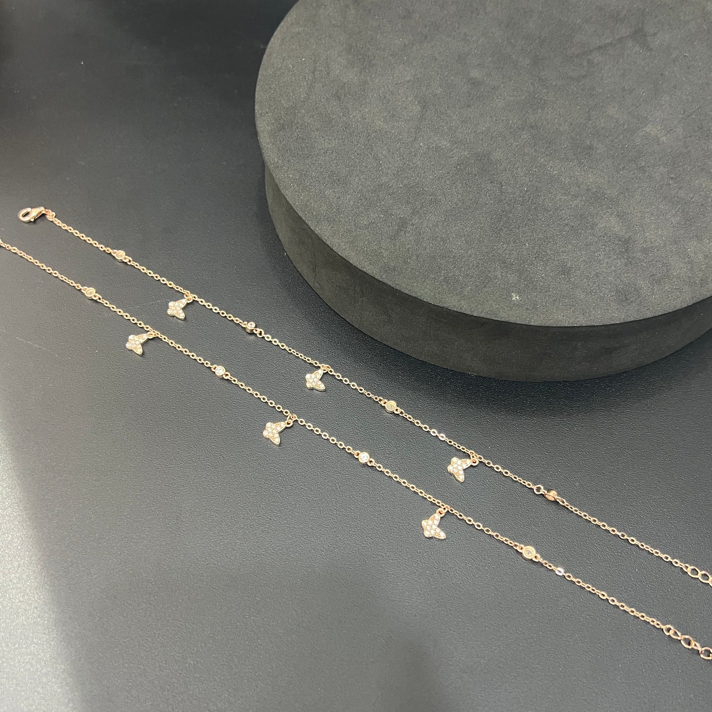 Ladies Anklet Butterfly Charms AD