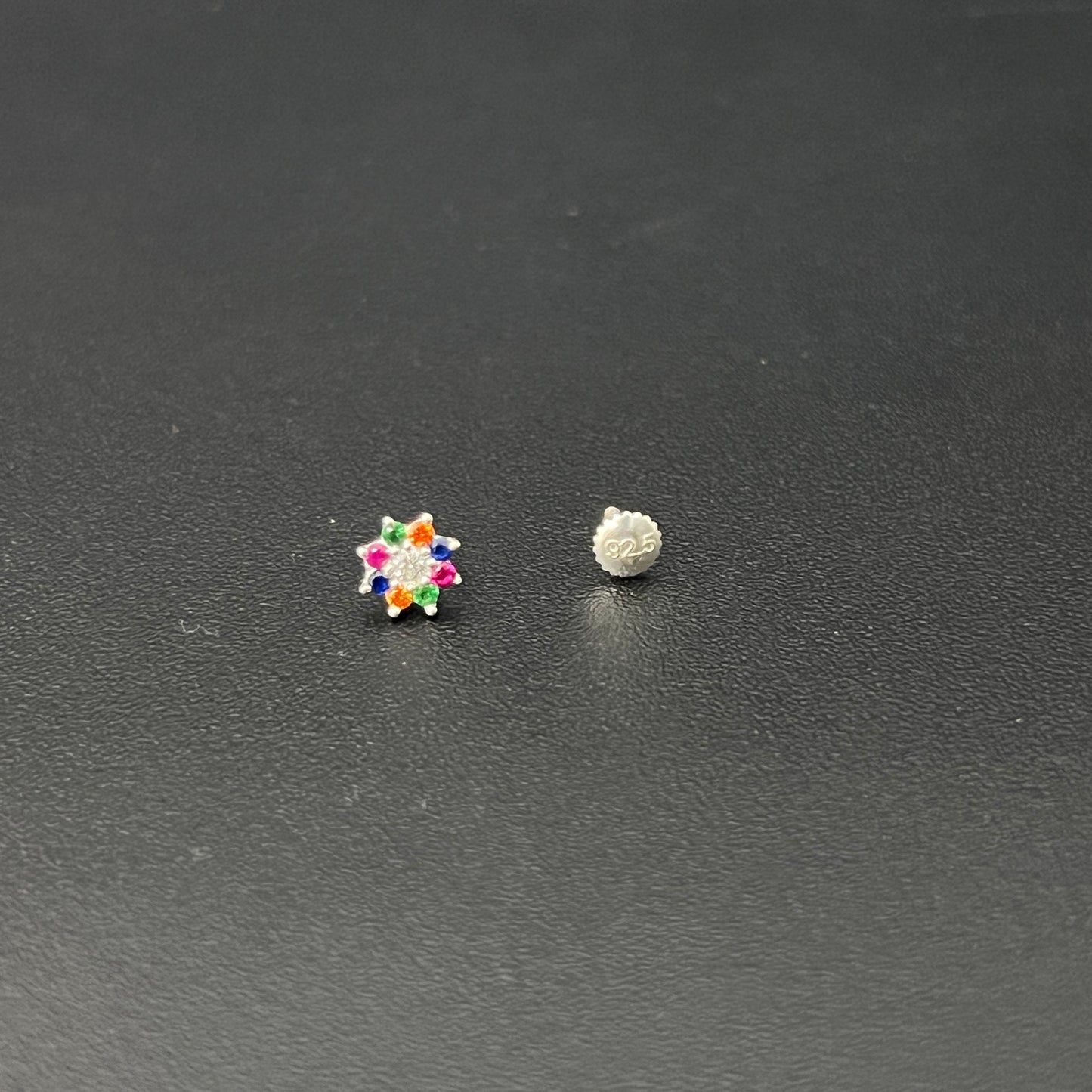 Silver Navratna(9stones) Nosepins