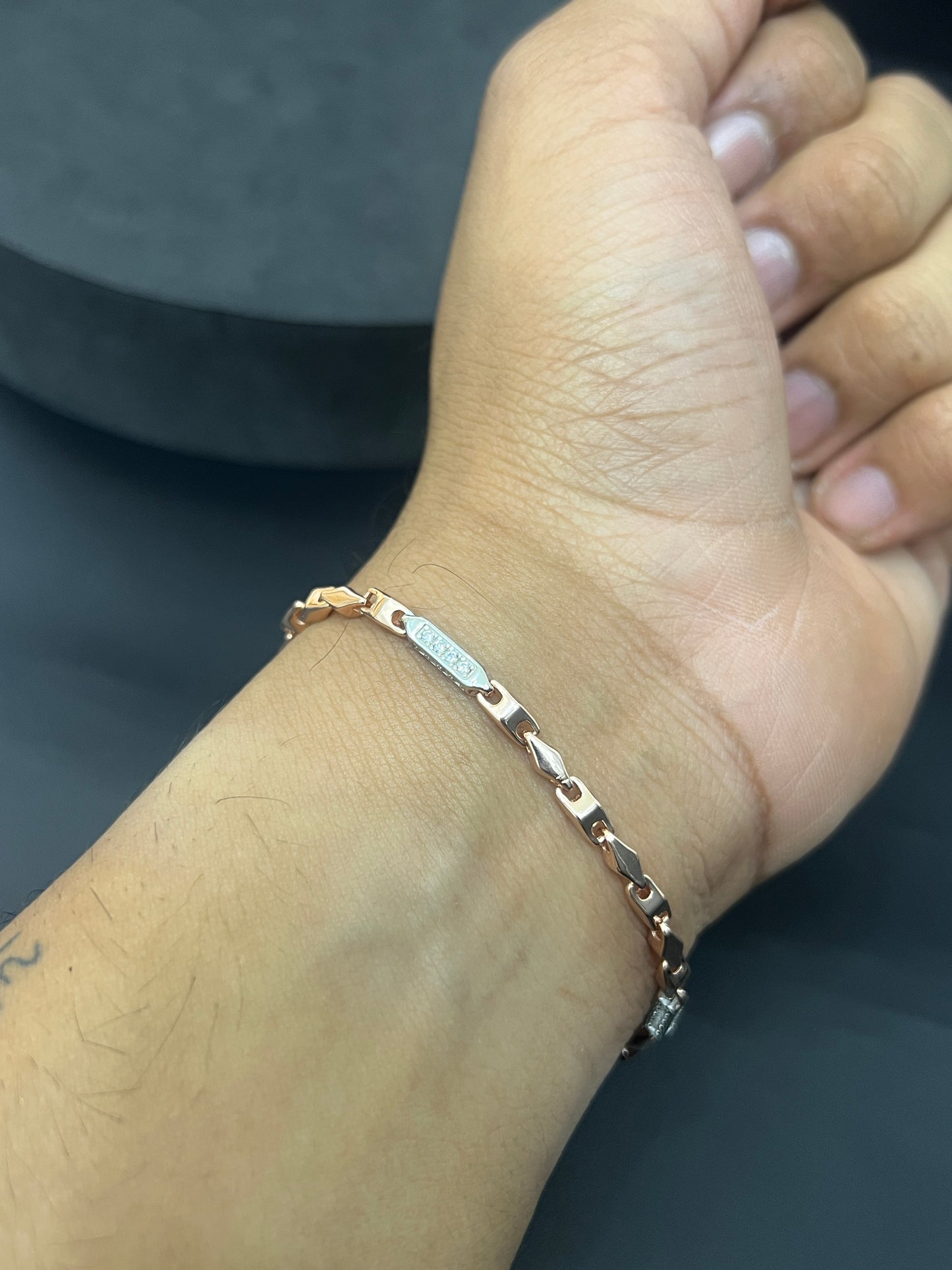 Mens Bracelet_ Italian Rose Gold Link Lock