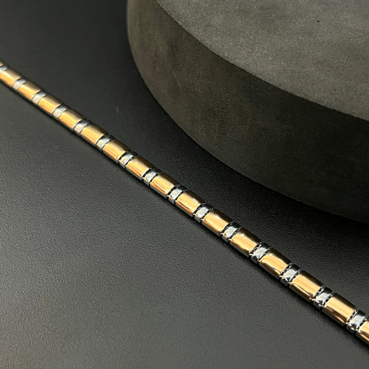 Silver Mens Bracelet Italian Rosegold & Platinum Finished