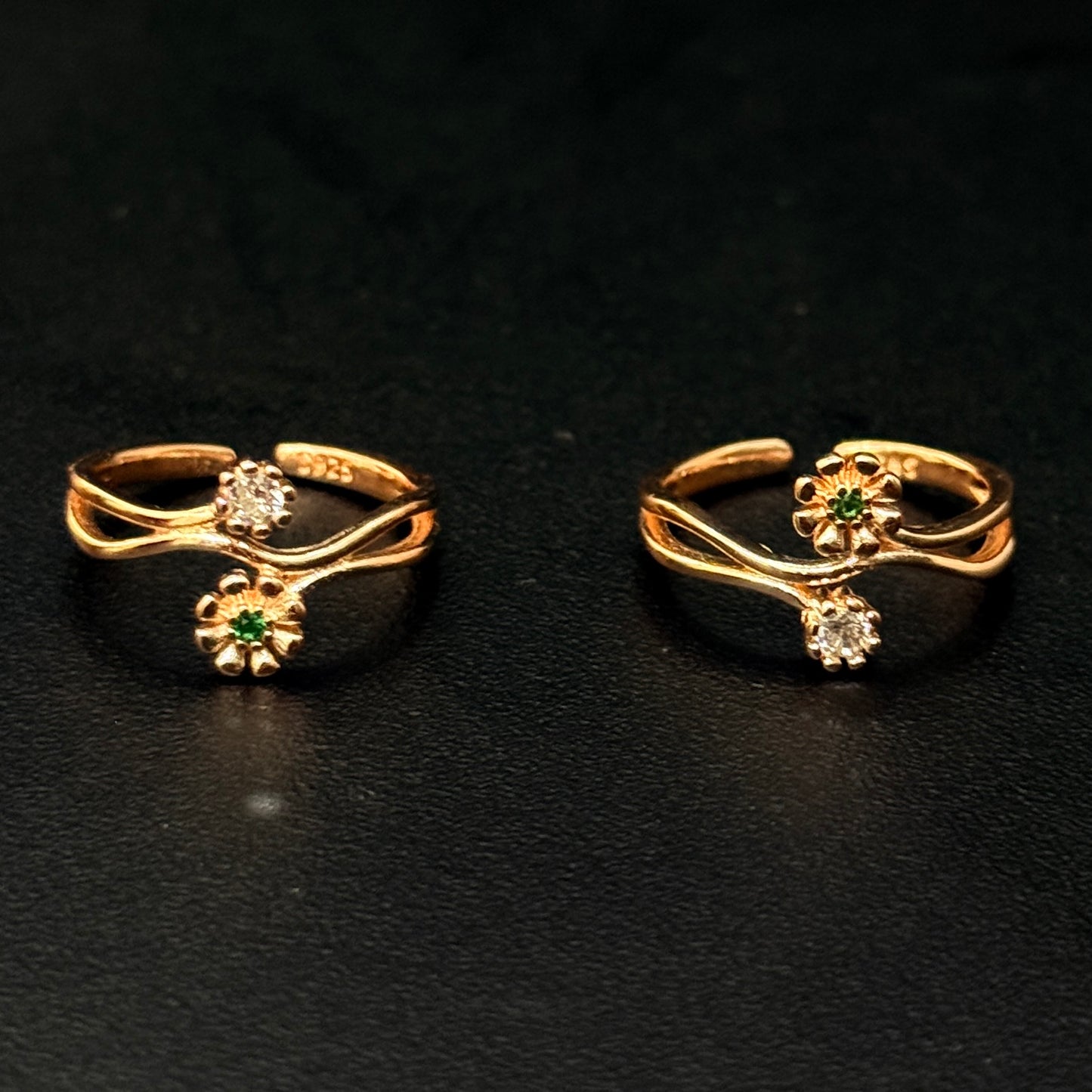 Ladies Toe Ring Flower Dual