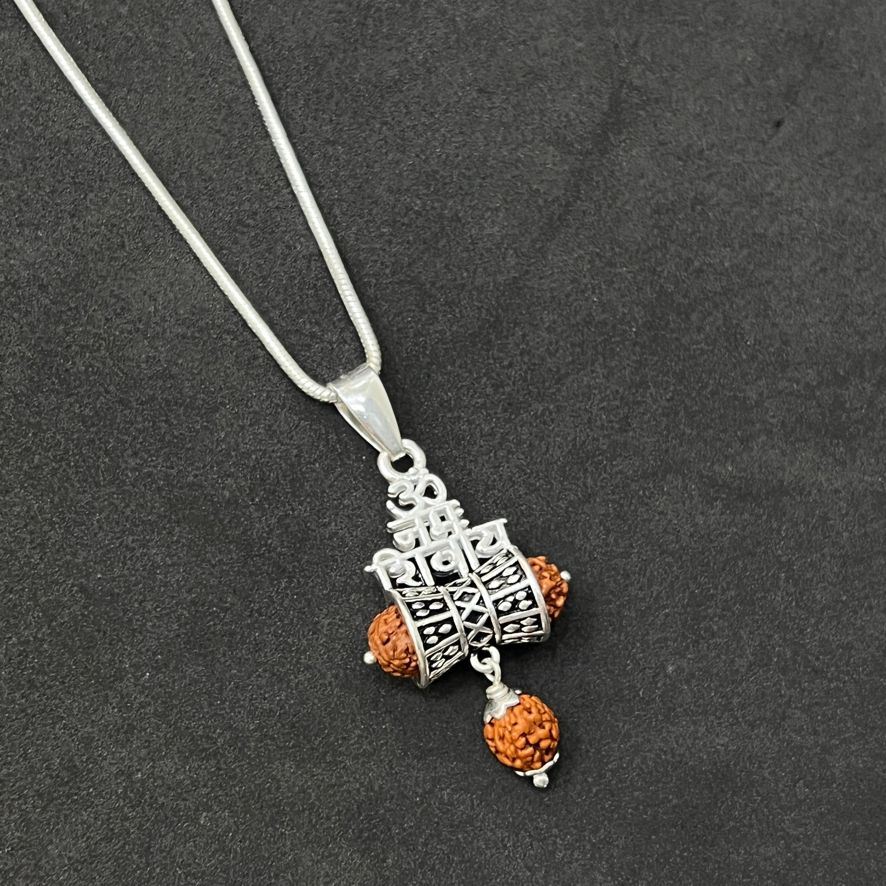 Silver OM Namaha Shivaya Rudraksh Pendant – Silver Store Chennai