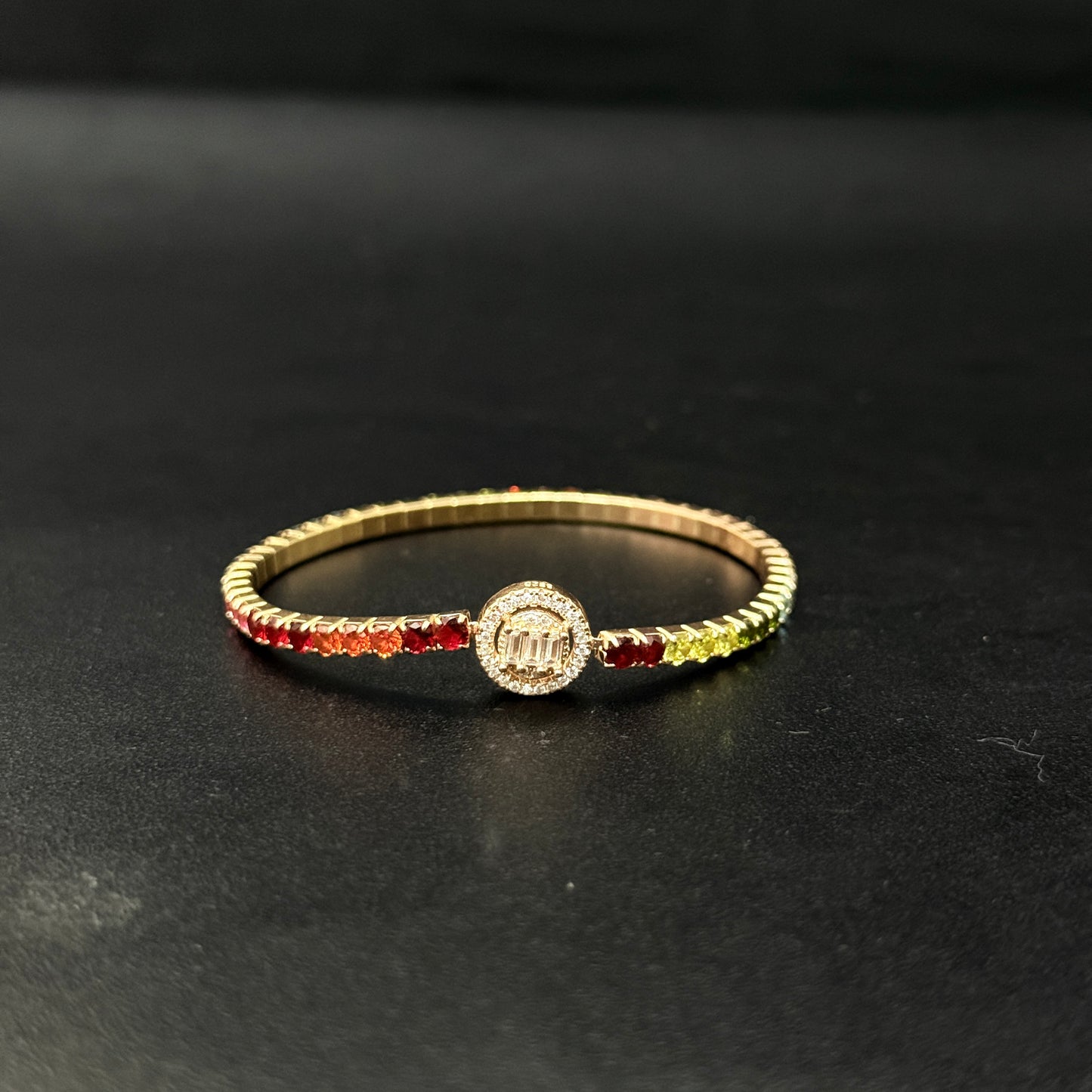 Ladies Wrist Band Rose Gold Finish AD