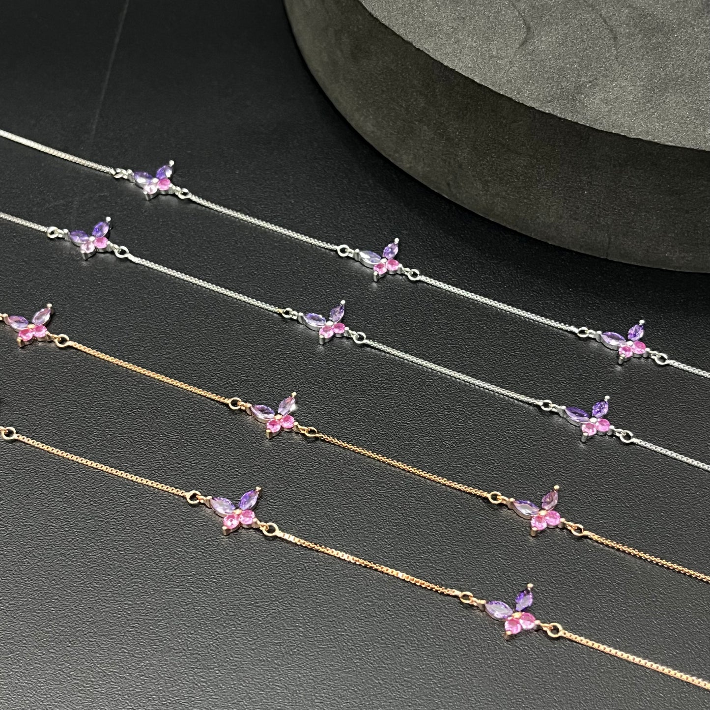 Ladies Anklet Purple & Pink Shade Butterfly