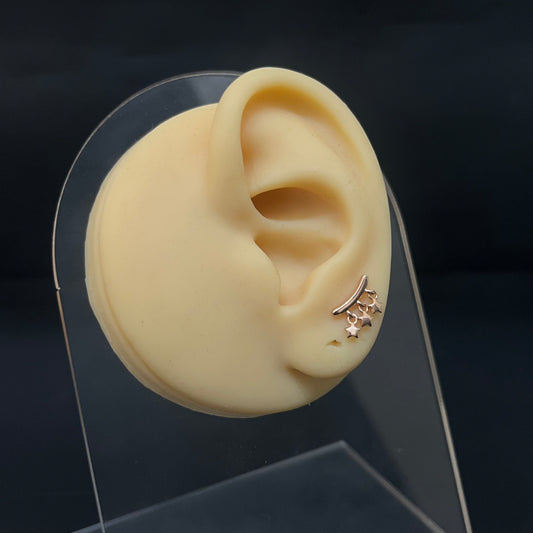 Silver Second Studs Hanging Star Rosegold