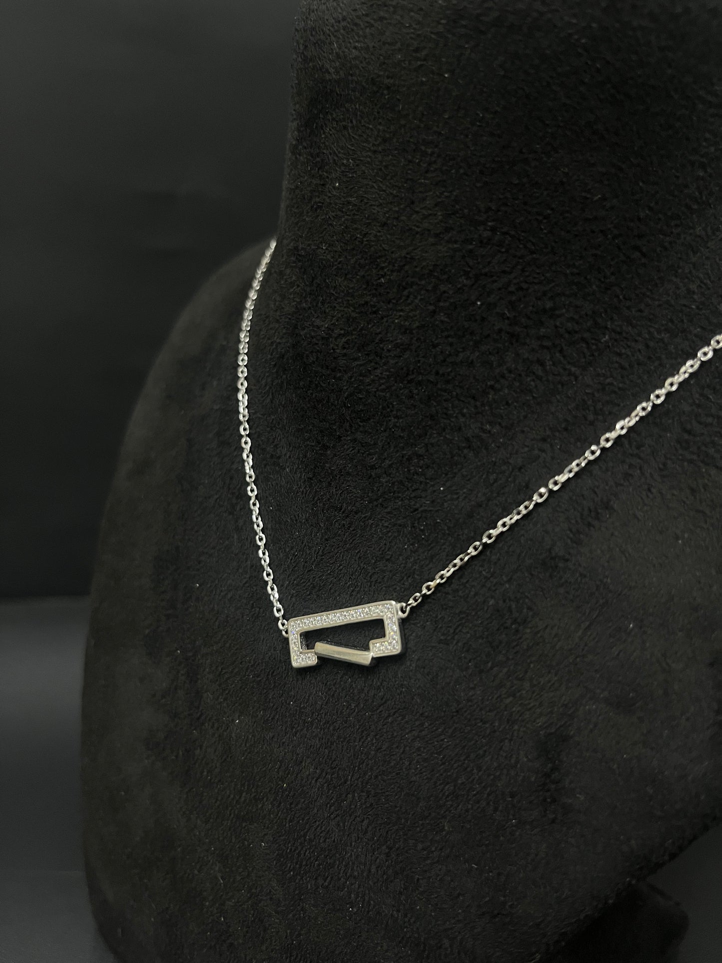 Ladies Silver Chain Lock Rectangle