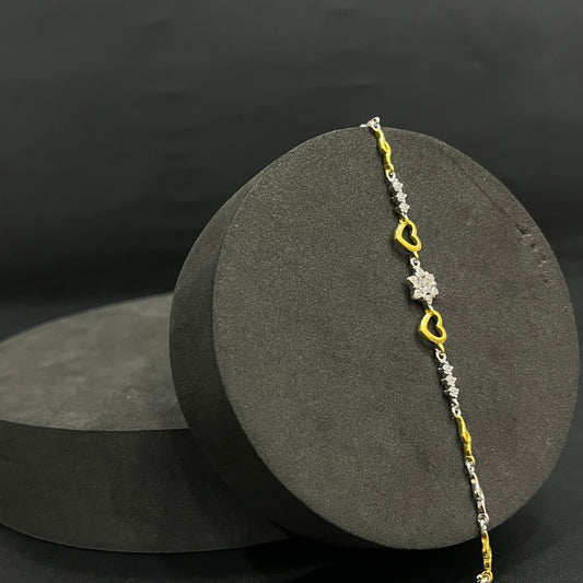 Silver Ladies Bracelet_Two tone Heart