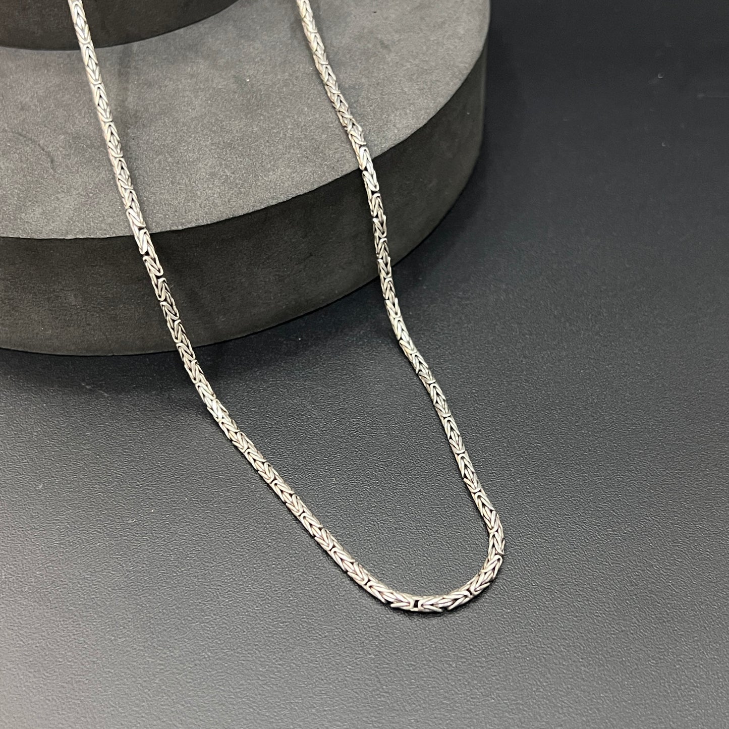 Silver Men's Mini Oxidized Chain
