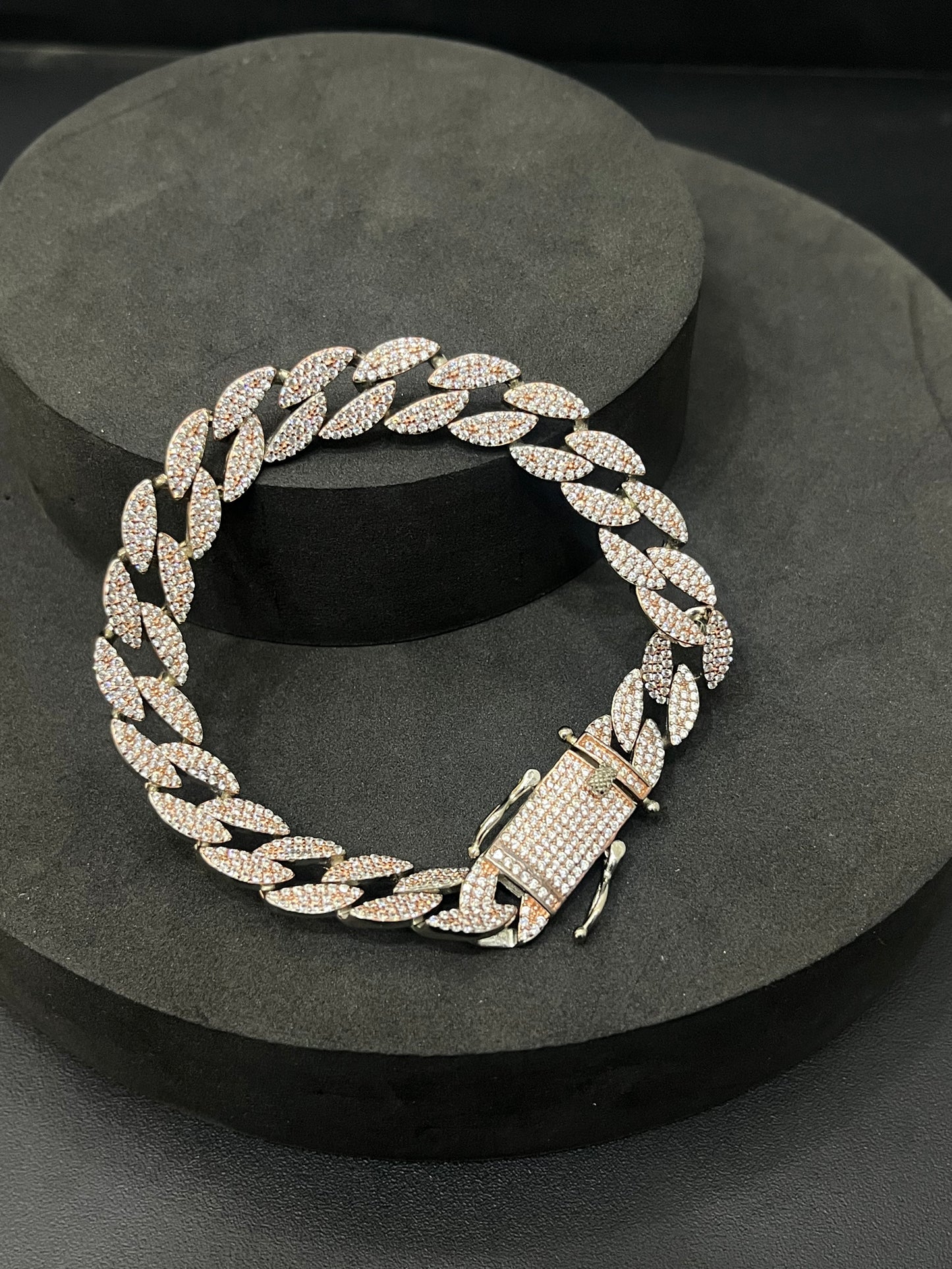 Silver Gents Bracelet Oval Cuban RG