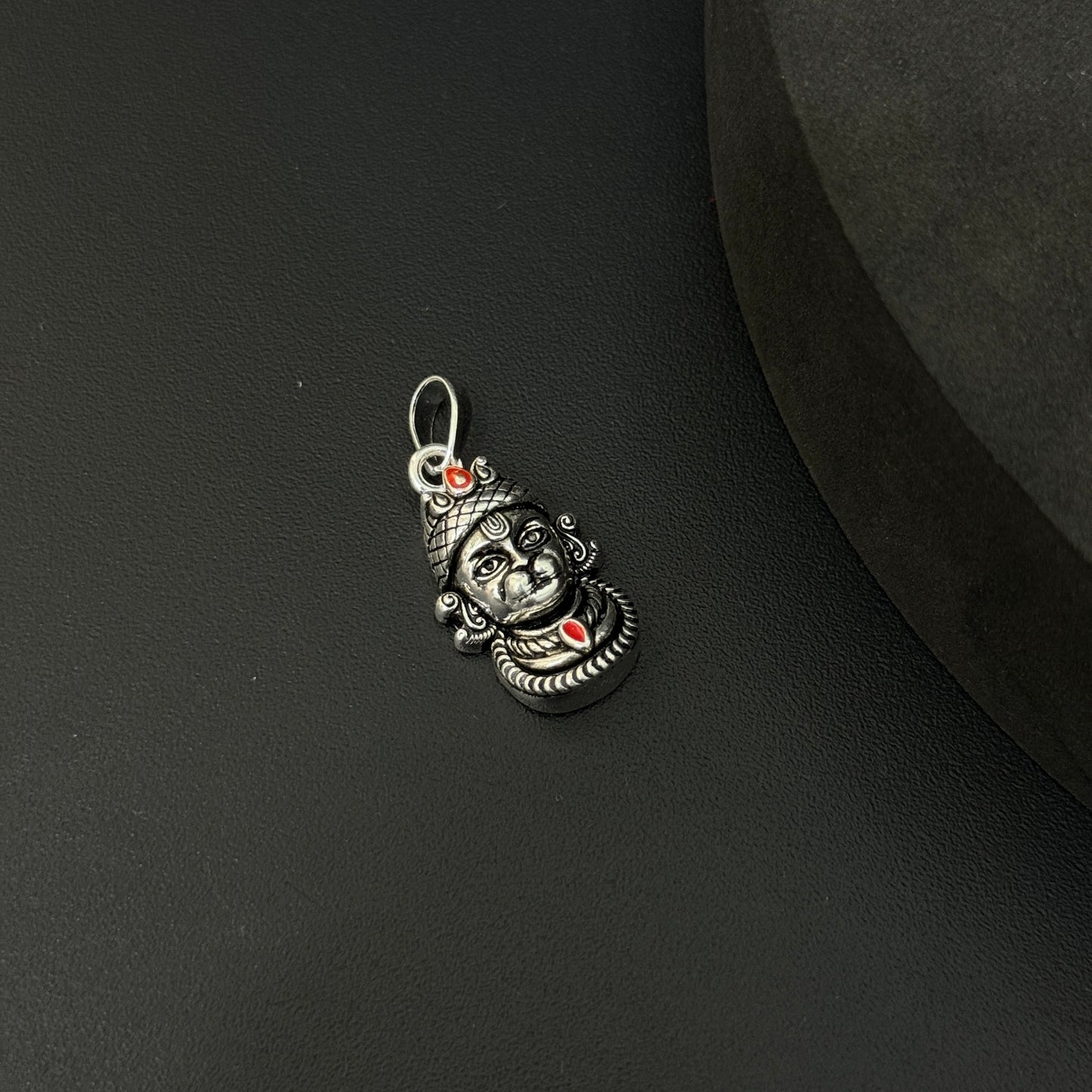 Silver Pendant _Red Antique Hanuman