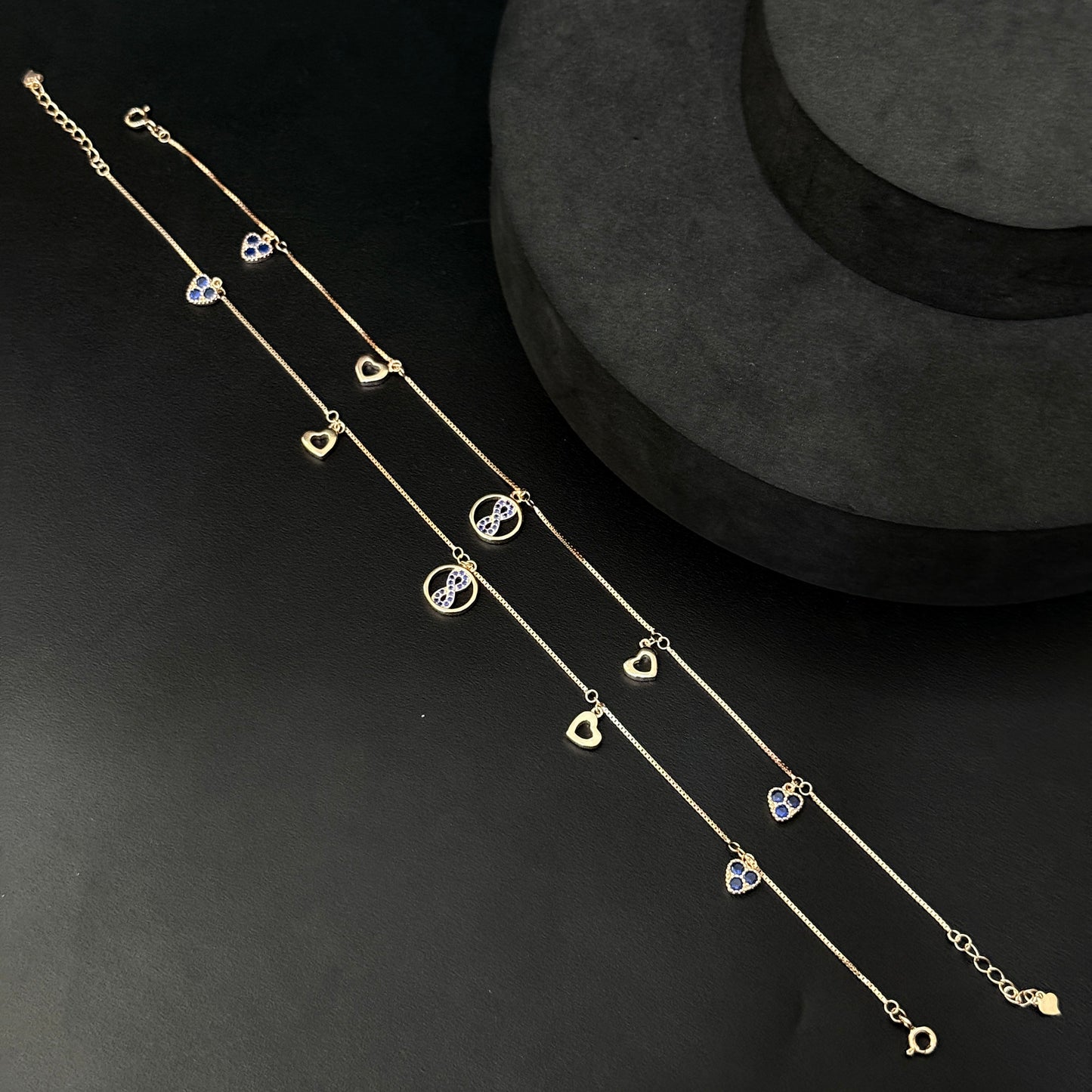 Silver ladies anklet infinity in Round & Heart Charms SS