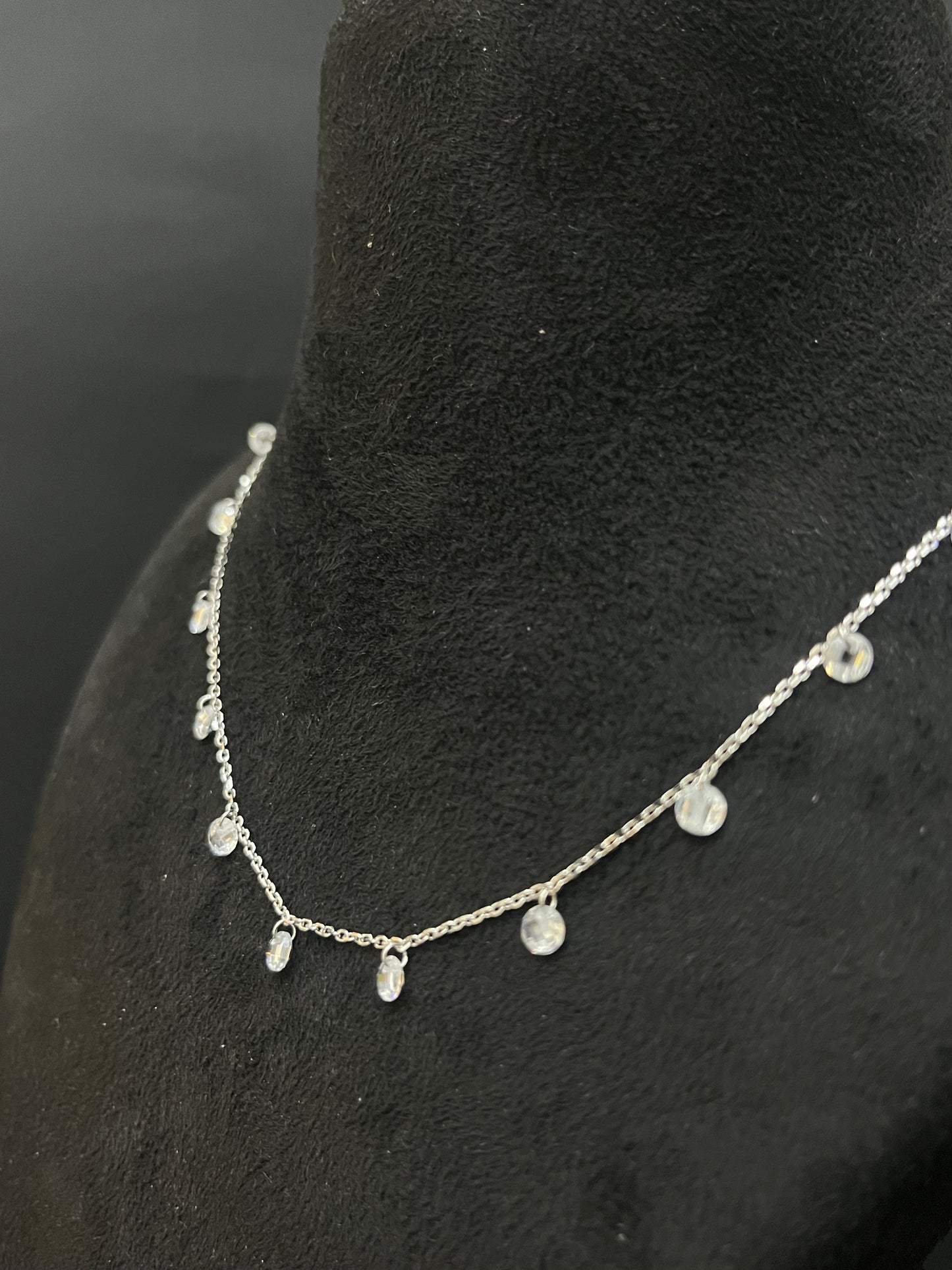 Ladies Silver Chain White Crystals