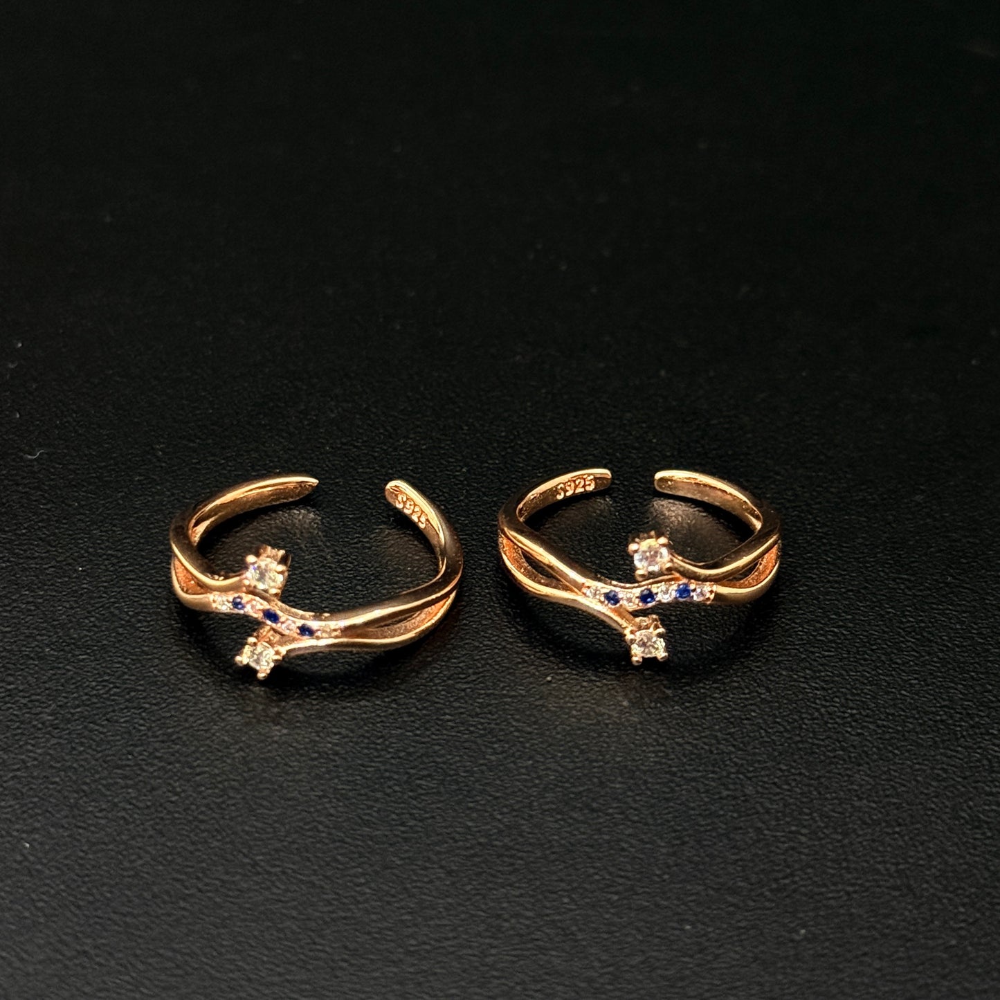 Silver Ladies Toe Rings Zig Zag RG