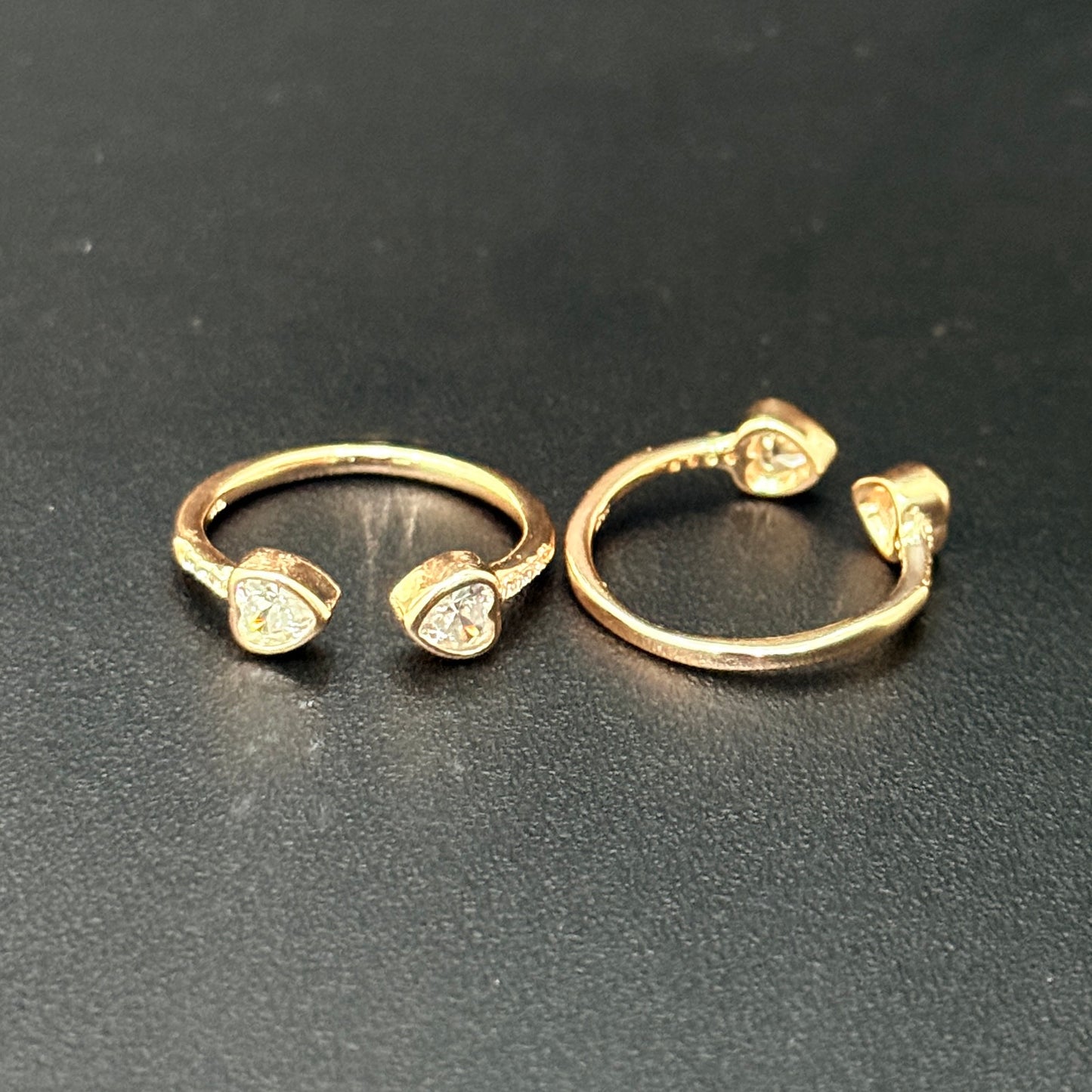 Silver Ladies Toe Rings Hearts AD SS